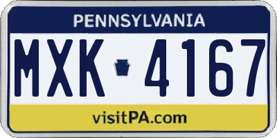 PA license plate MXK4167