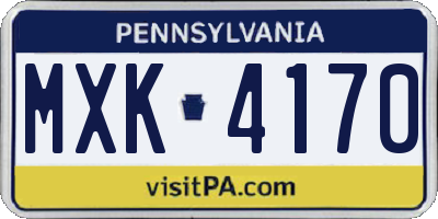 PA license plate MXK4170