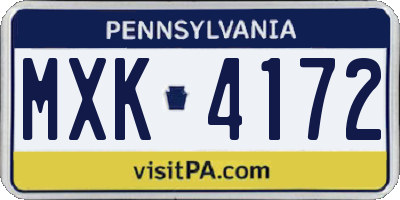 PA license plate MXK4172
