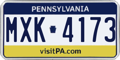 PA license plate MXK4173