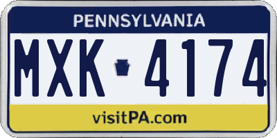 PA license plate MXK4174