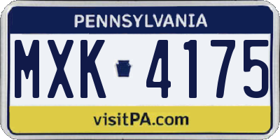 PA license plate MXK4175
