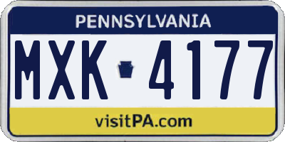 PA license plate MXK4177