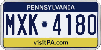 PA license plate MXK4180