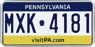 PA license plate MXK4181