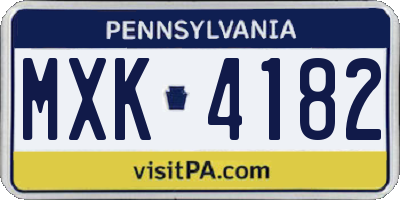 PA license plate MXK4182