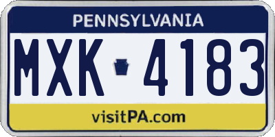 PA license plate MXK4183