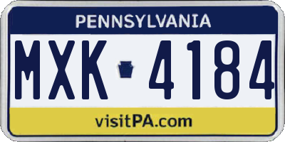 PA license plate MXK4184