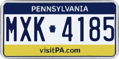 PA license plate MXK4185