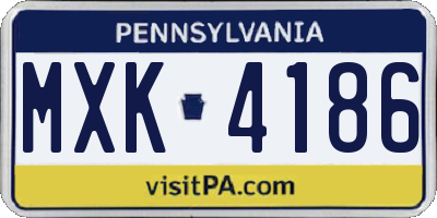 PA license plate MXK4186