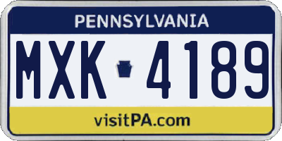 PA license plate MXK4189