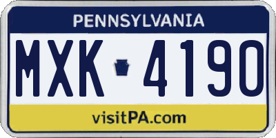 PA license plate MXK4190