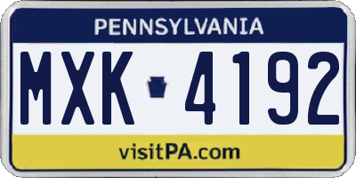 PA license plate MXK4192