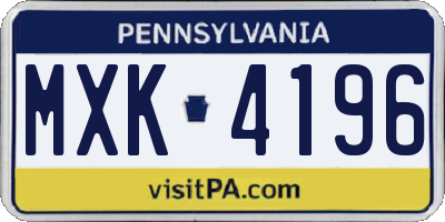 PA license plate MXK4196