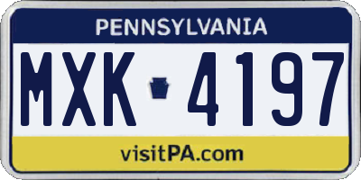 PA license plate MXK4197