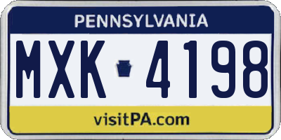 PA license plate MXK4198