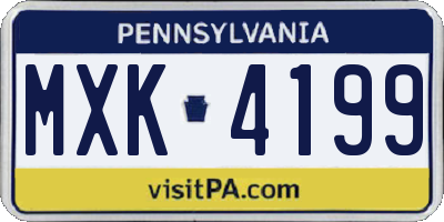 PA license plate MXK4199