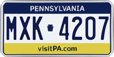 PA license plate MXK4207