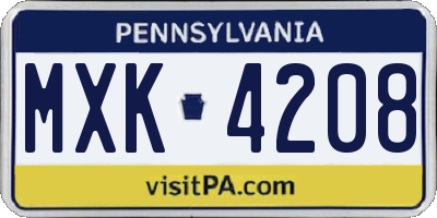 PA license plate MXK4208