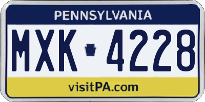 PA license plate MXK4228