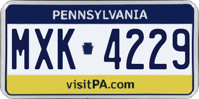 PA license plate MXK4229