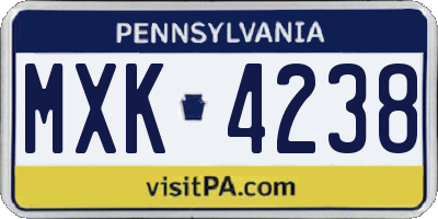 PA license plate MXK4238