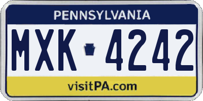 PA license plate MXK4242