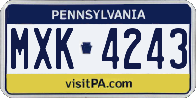 PA license plate MXK4243