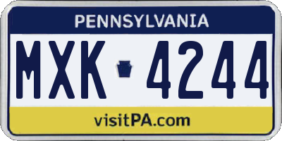 PA license plate MXK4244