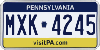 PA license plate MXK4245