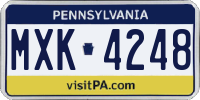 PA license plate MXK4248