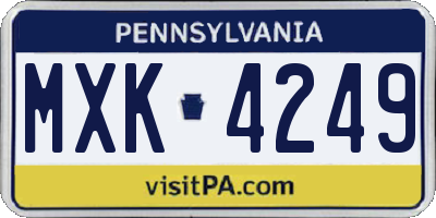 PA license plate MXK4249