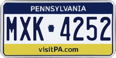 PA license plate MXK4252