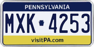 PA license plate MXK4253