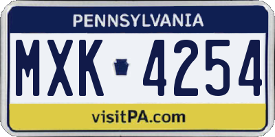 PA license plate MXK4254