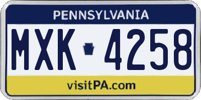 PA license plate MXK4258