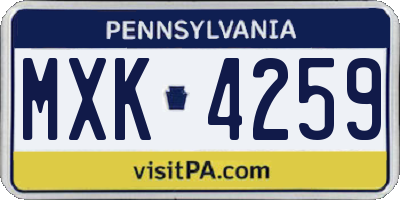 PA license plate MXK4259