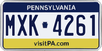 PA license plate MXK4261