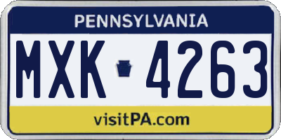 PA license plate MXK4263