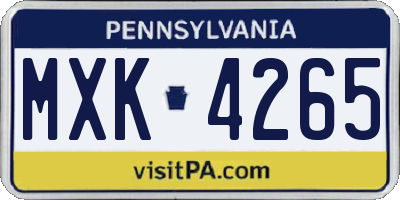 PA license plate MXK4265
