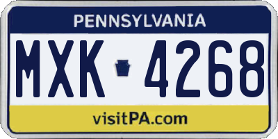 PA license plate MXK4268