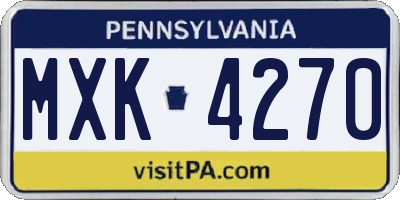 PA license plate MXK4270