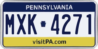 PA license plate MXK4271