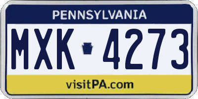PA license plate MXK4273