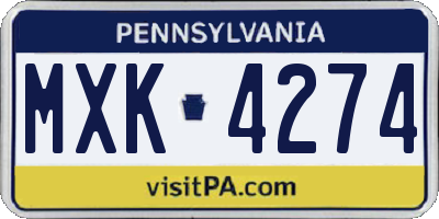 PA license plate MXK4274