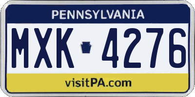 PA license plate MXK4276