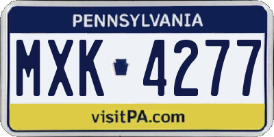 PA license plate MXK4277