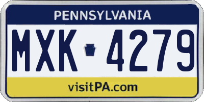 PA license plate MXK4279