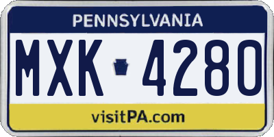 PA license plate MXK4280