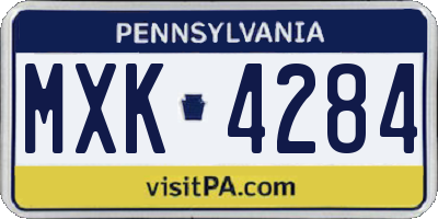 PA license plate MXK4284